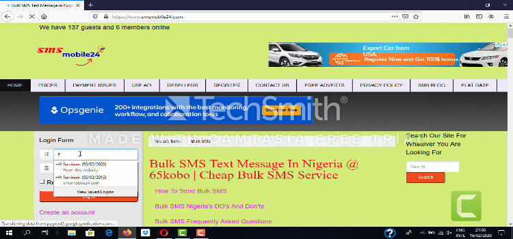 How to send bulk SMS on Smsmobile24'.com